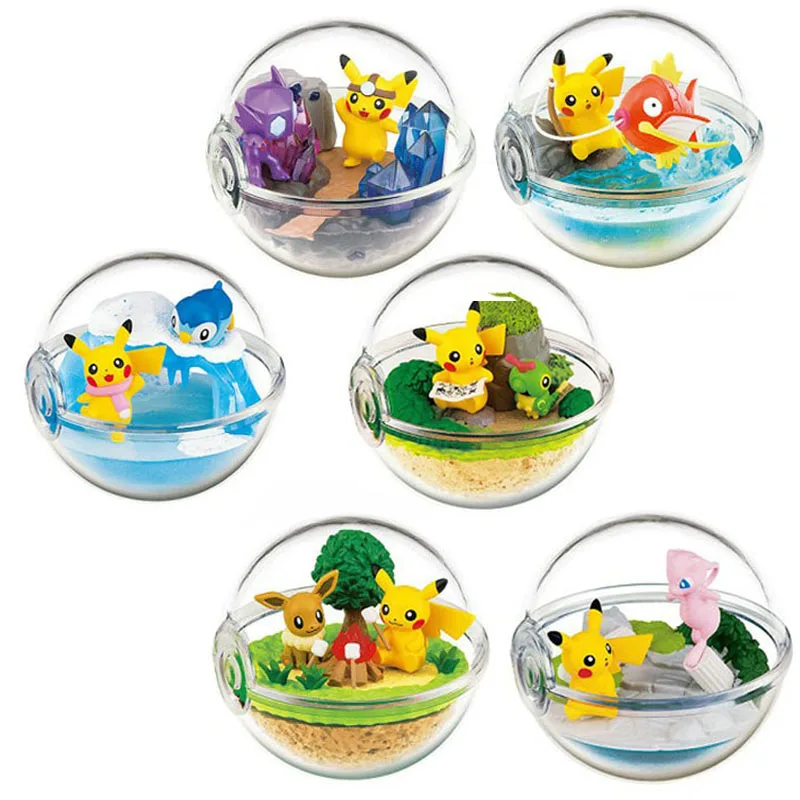 Экшн фигурки Takara Tomy 6 шт./компл. мяч с Пикачу Eevee Magikarp Mewtwo Caterpie Аниме Покемон