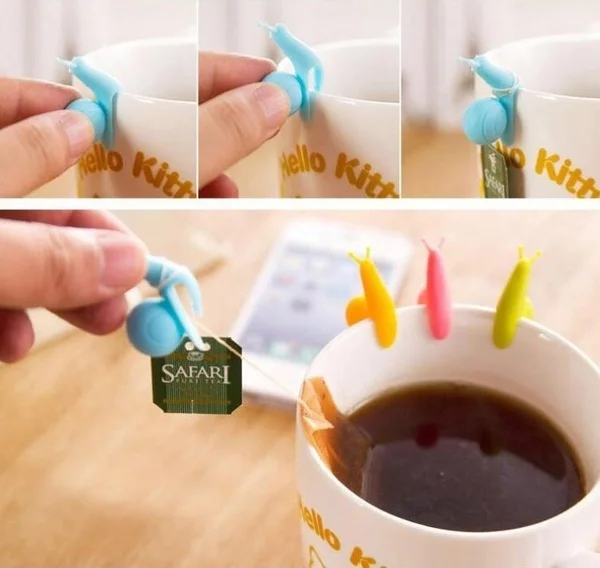 

5/10 Pcs Cute Candy Colors Exquisite Snail Shape Silicone Tea Bag Holder Tea Tools