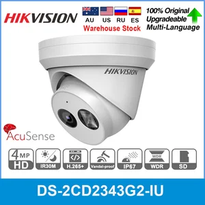 hikvision ip camera 4mp acusense ds 2cd2343g2 iu security poe bullet ir 30m network camera sd card built in mic face detection free global shipping