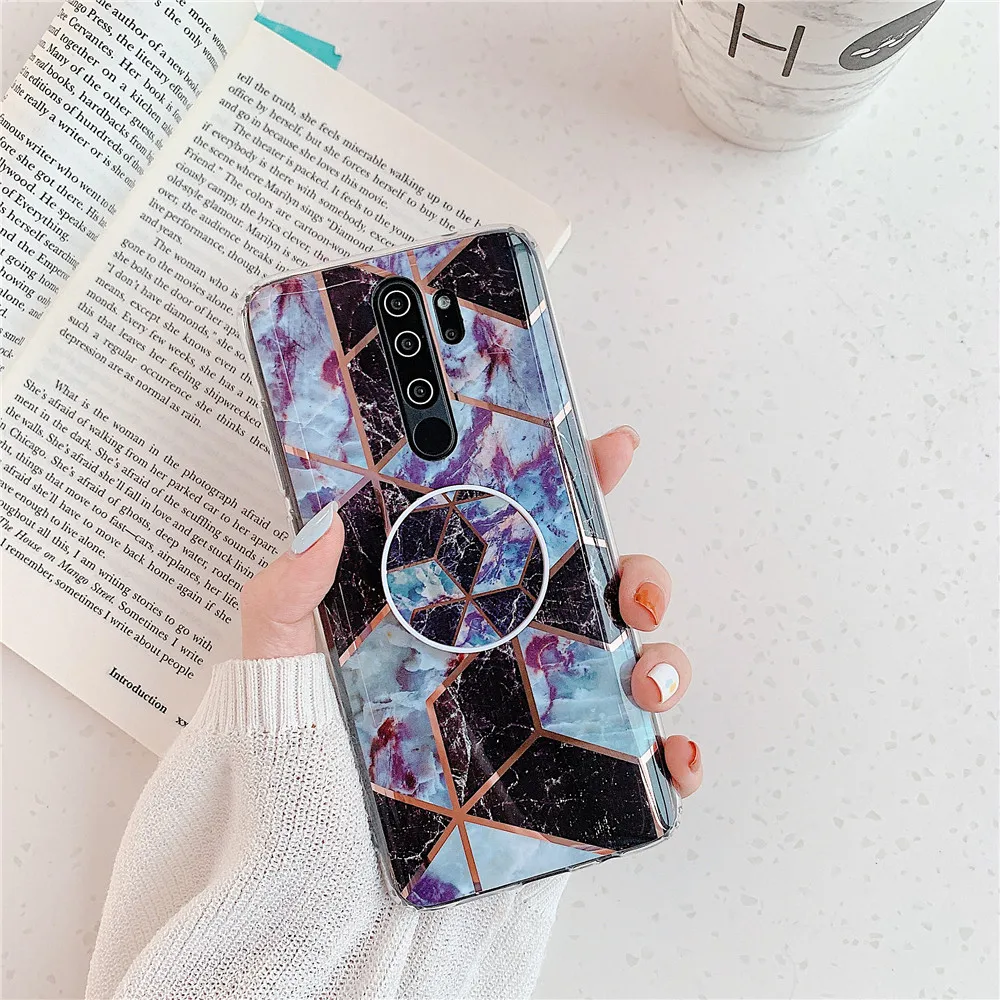 Plating Splice Geometric Marble Phone Cases For Funda Xiaomi Redmi Note 7 8 6 5 Pro Case Cover Silicone Soft TPU Back Shell | Мобильные