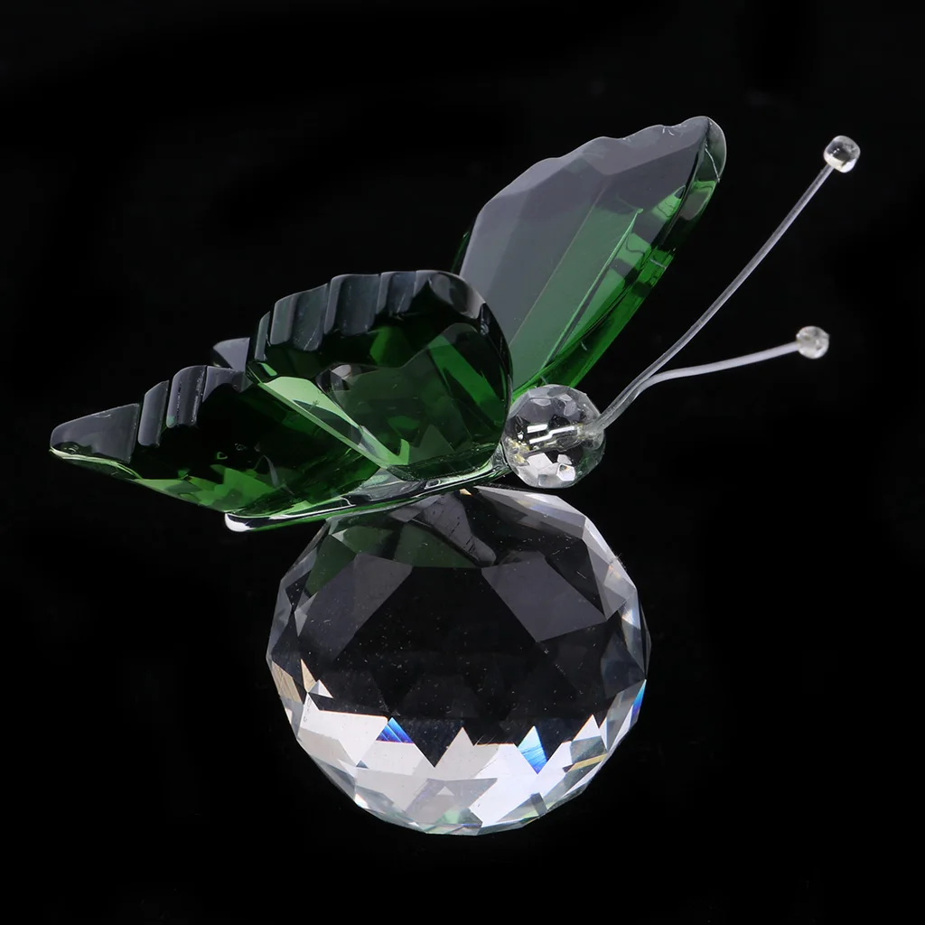 Crystal Flying Butterfly with Ball Base Figurine Cut Glass Ornament Statue | Дом и сад