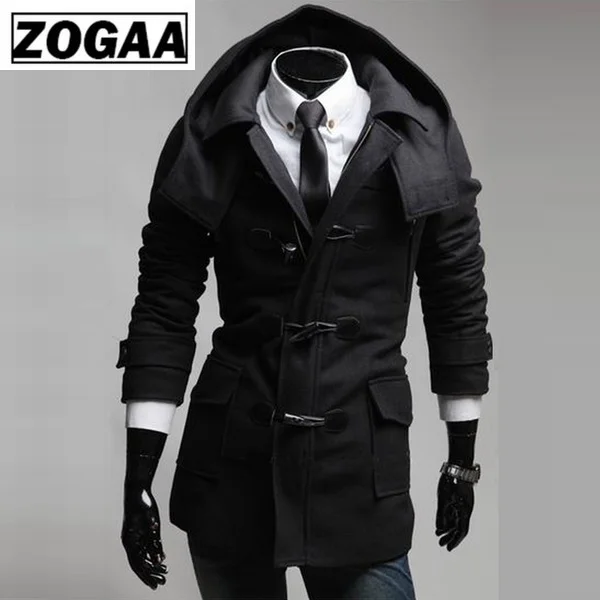 Серая Съемная шляпа модная мужская повседневная крутая куртка средней длины на