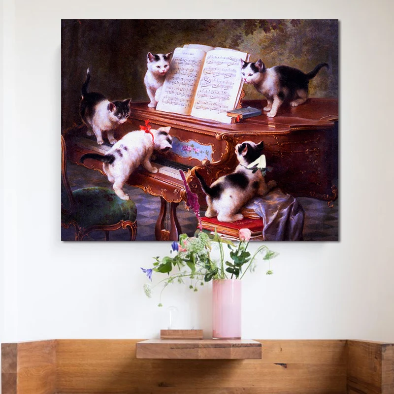 Краска собственного приготовления нарисована цифровыми картинками группа кошек