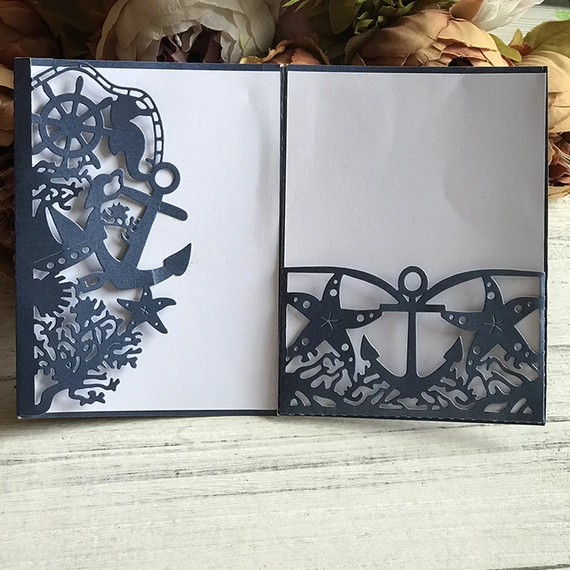 

MEET HUANG Ocean Border Invitation Metal Cutting Dies Stencil DIY Scrapbook Album Paper Card Decorative Craft Embossing Die Cut