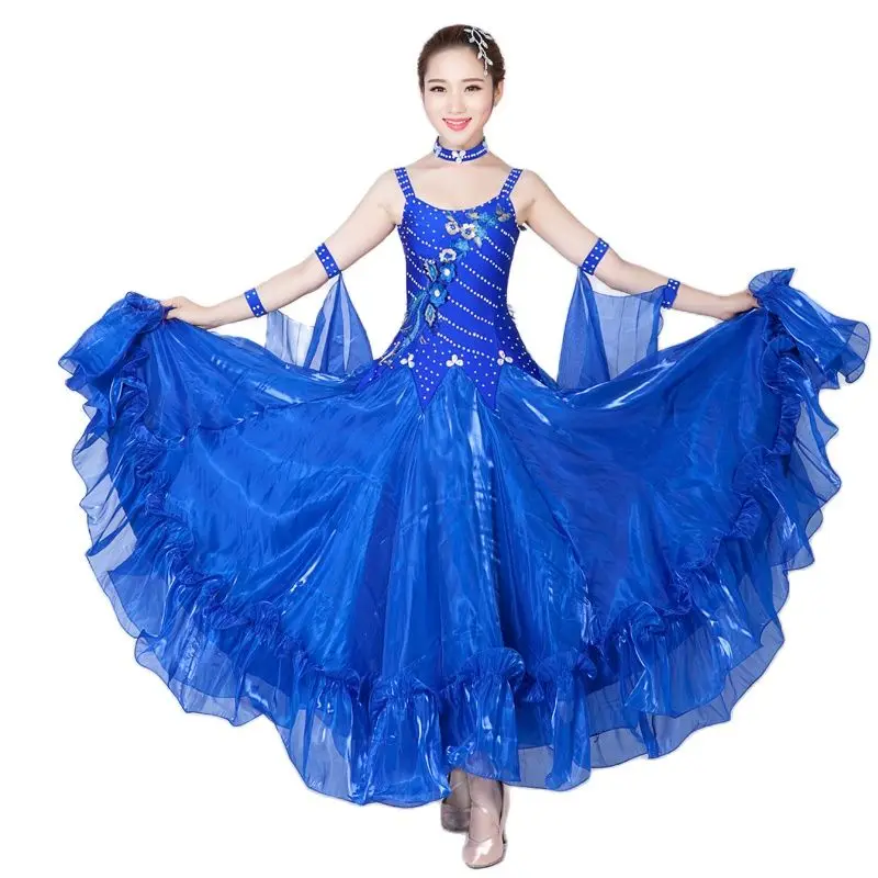 Новый дизайн женское стандартное платье для бальных танцев с алмазной вышивкой