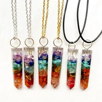 7 chakra orgone necklace point healing wand obelisk orgonite pendant jewelry handmade resin crafts crystal chips dropship 1pc