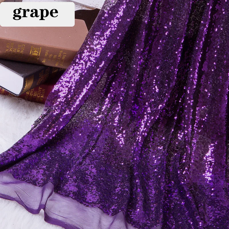 grape 1 м/2 м DIY 3 мм Ткань блесток блестка золото серебро блестки ткань для платья сцены вечерние украшения свадьбы - Цвет: grape