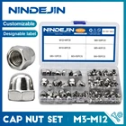 Набор гаек nindjin, 190 шт., шестигранная купольная гайка из нержавеющей стали, M3 M4 M5 M6 M8 M10 M12