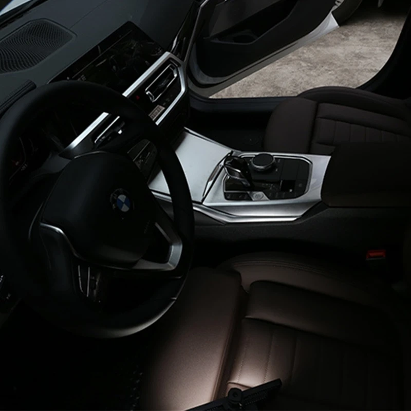 

Car Styling Car Center Console Gear Shift Decoration Panel Cover For BMW 3 Series G20 G28 2020 ABS Chrome Auto Accessories