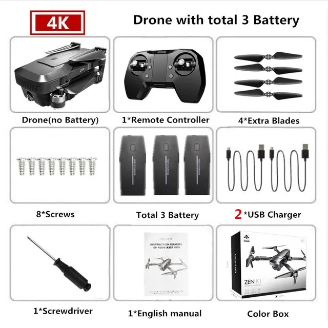 Gps Дроны с камерой HD 4K двойная камера зум 5G FPV Дрон бесщеточный мотор 30 минут время полета Квадрокоптер RC гоночный Дрон игрушка - Цвет: 4K 2cable 3battery