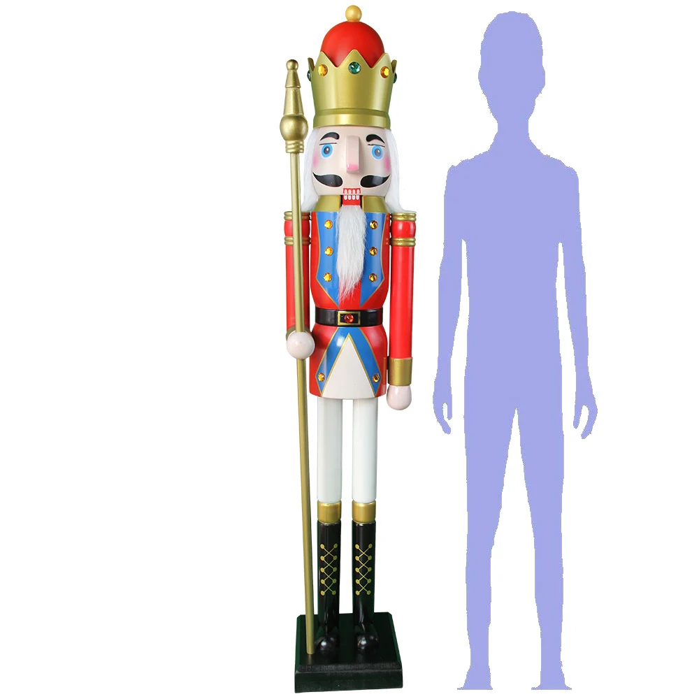 CDL 4feet/120cm/4ft/4foot Life sized large/Giant Red and blue Christmas Wooden Nutcracker King & Soldier Ornament Doll K20