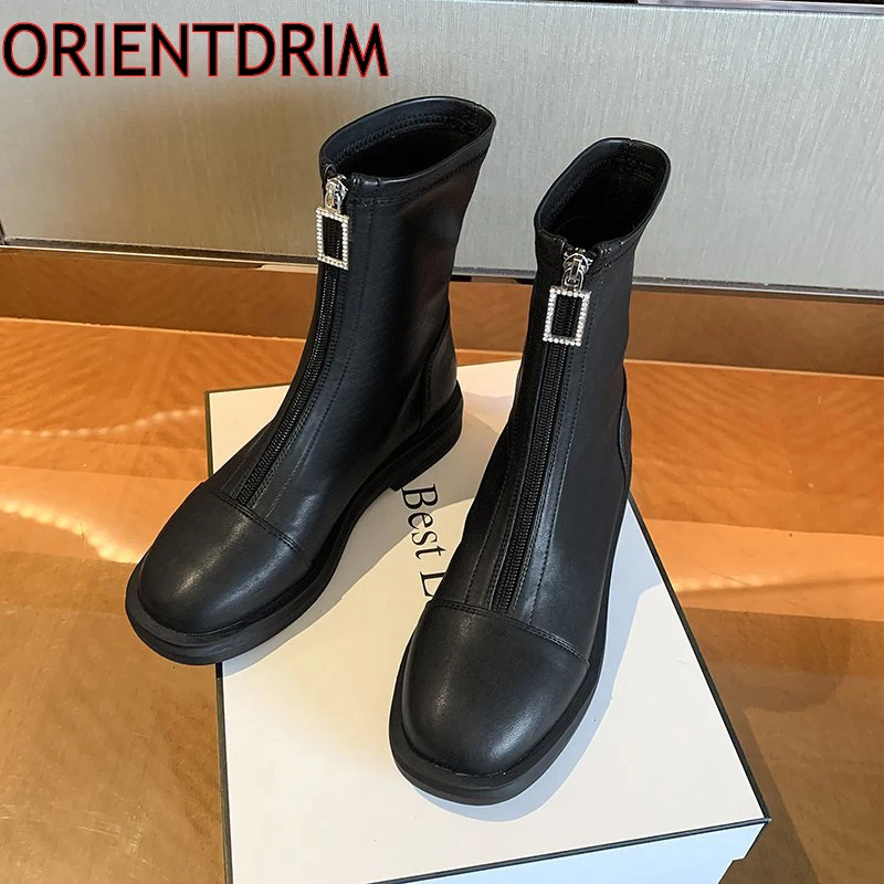 

New Black Martin boots Womens Ankle Front zipper Winter waterproof non-slip shoes Womans Fashion outdoor shoes 2020 Hot 36-40