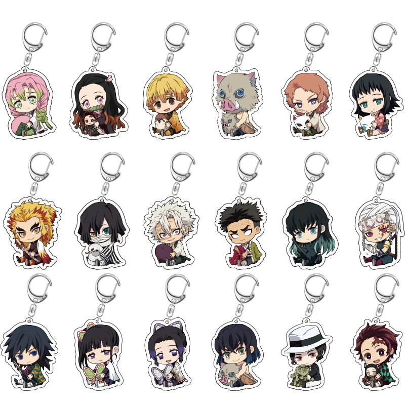 

Japan HOT Anime Demon Slayer Kamado Tanjirou Kamado Nezuko Tomioka Giyuu anime HD Acrylic Bags Pendant Keychains Collection Toy