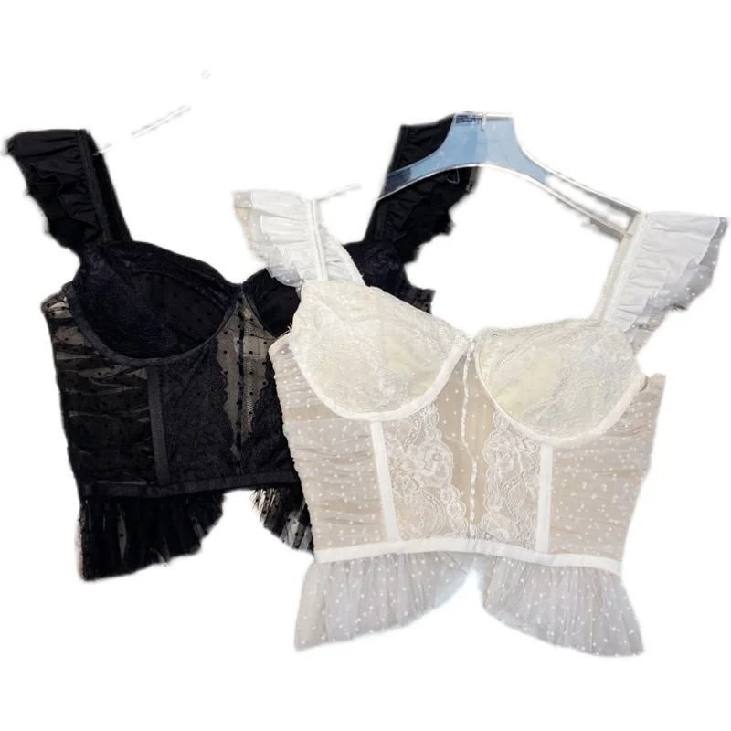 

2021 Summer New Lace Edge Sexy Black Camisole Top for Women