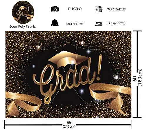 Тканевый фон для выпускного фотографий черная и Золотая люстра кепка лента