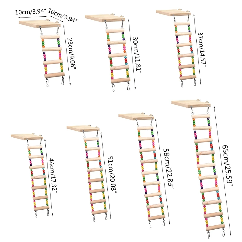 

Wooden Parrot Hamster Climbing Ladder Swing Play Toys Set Birds Exercise Perch D0AC