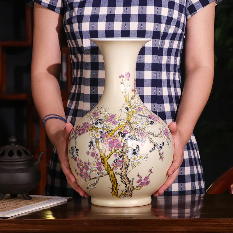 Большая керамическая ваза Цзиндэчжэнь большая в китайском стиле с изображением
