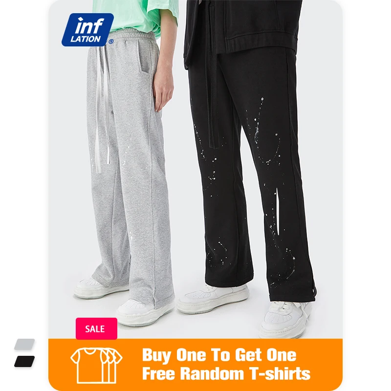 

INFLATION Fashion Sweatpant Men Splash Ink Hip Hop Pants Men Streetwear Trendy Loose Pants French Terry Straight Casual Pants