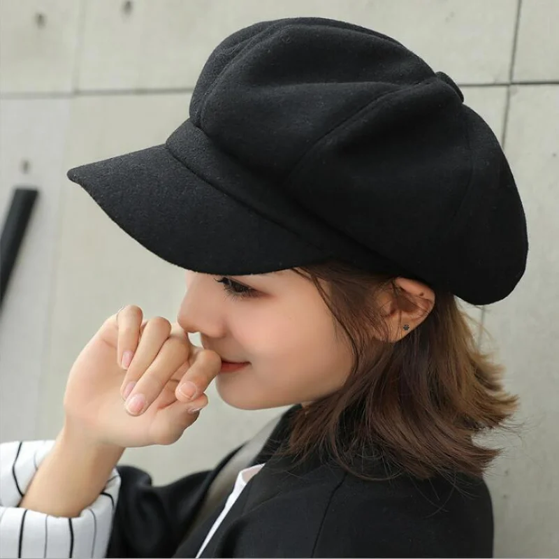 

Beret Hats Solid Wool Women Beret Autumn and Winter Hats Stylish Artist Painter Elegant Beret Caps Outdoor Woolen Hats