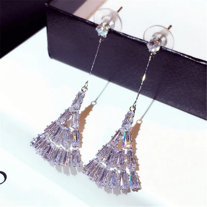 New Fashion Long Earrings For Women Korean Gold Color &amp Silver Rhinestone Dangle Female | Украшения и аксессуары