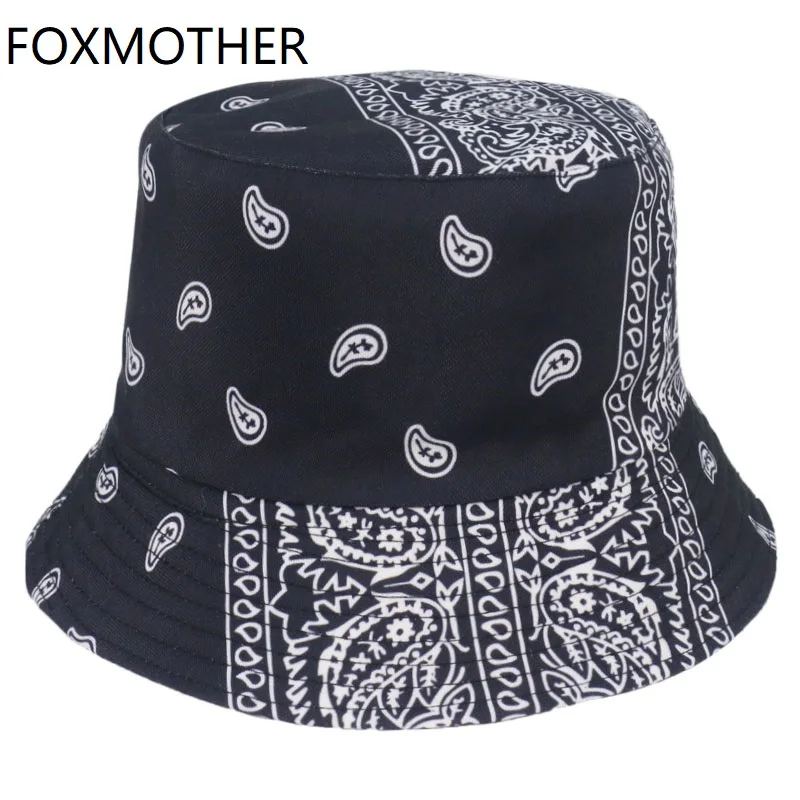 Панама FOXMOTHER, летняя, черная, красная, с узором пейсли, для рыбаков, Панама для мужчин и женщин, Панама в стиле хип-хоп