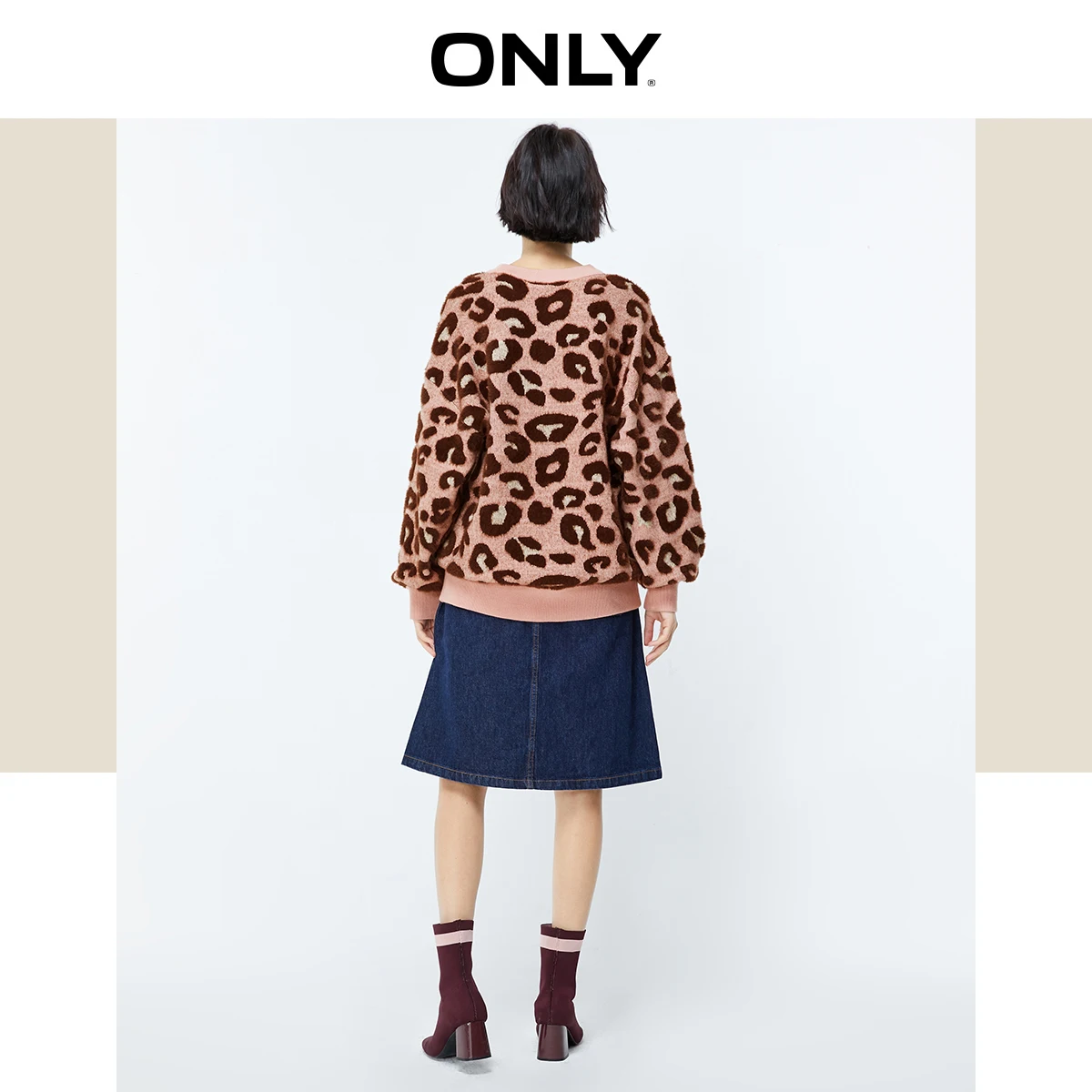ONLY2019 sets new winter loose leopard long-sleeved sweater knit female | 119313543