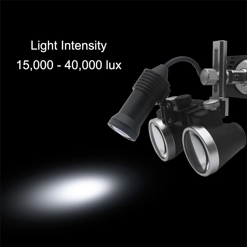 

2.5X 3.5X Dental Surgery Loupe Head Wearing Binocular Magnifier Adjustable 5W Headlight with Rechargeable Li-on Battery & Clip