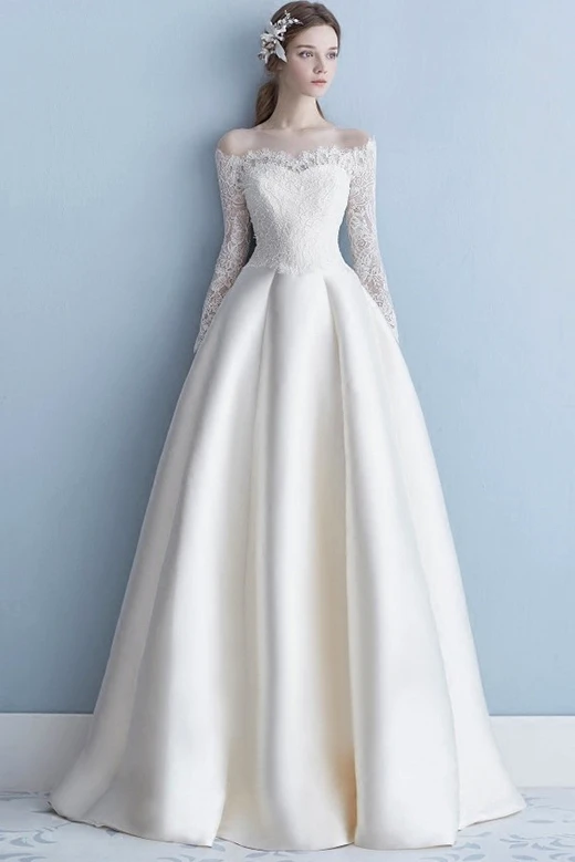 LAMYA Floor Length A Line Simple Wedding Dress Satin Bridal Korean Women Elegant Vestido De Novia Nemidor Robe Soiree | Свадьбы и