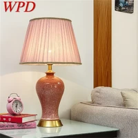 wpd ceramic table lamps pink luxury copper desk light fabric for home living room dining room bedroom office