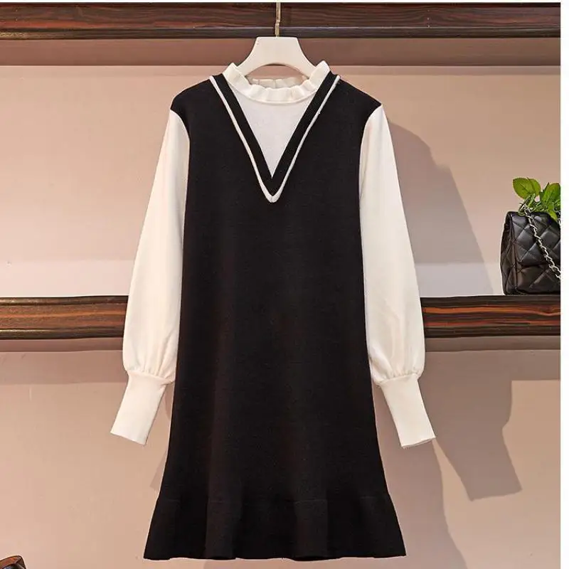 2019 осенне-зимнее женское модное однотонное трикотажное платье с