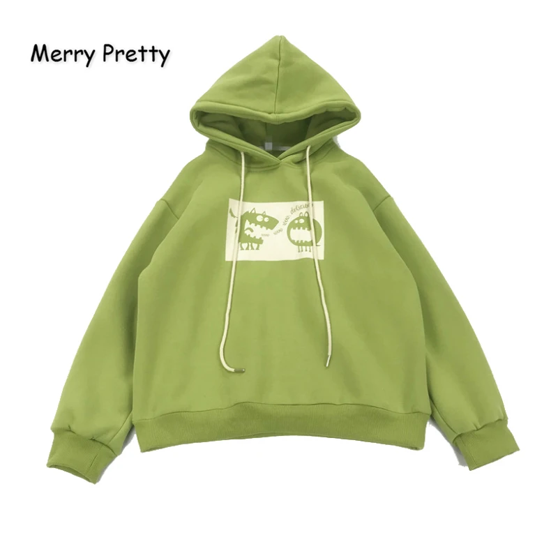 Женские толстовки с капюшоном MERRY PRETTY Смешные Толстовки мультяшным принтом