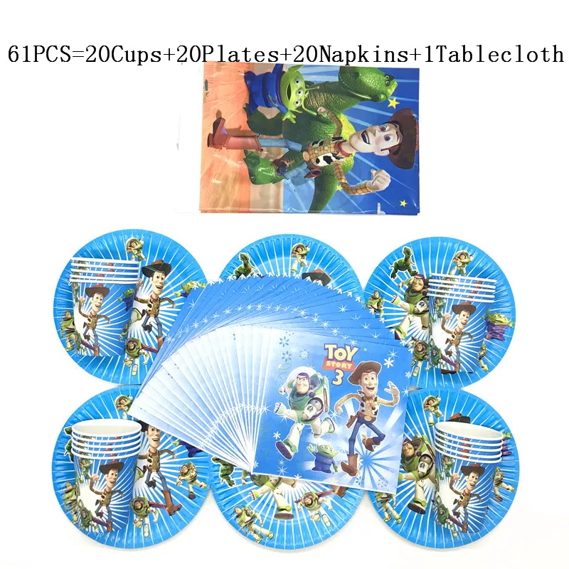 

41Pcs/61Pcs Toy Story Cartoon Party Decoration Tableware Paper Cups Plates Napkin Baby Shower Kids Birthday Party Decor Supplies