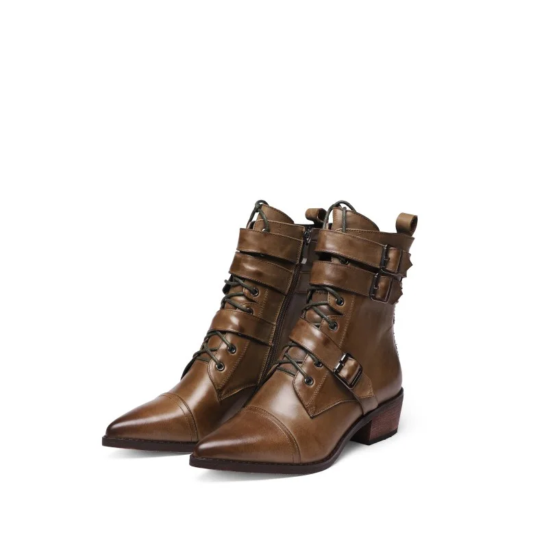 

New Women Shoes Boots leather boots Pointed Toe Ankle Boots for Women Winter Spring Boots