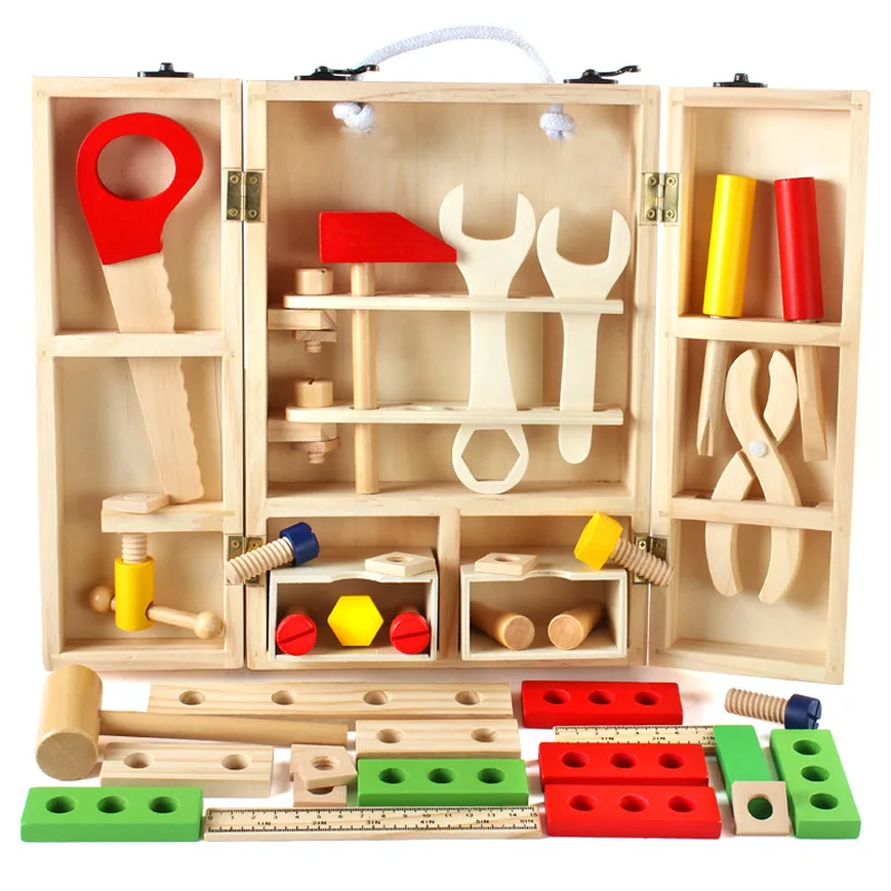 

Wooden Simulation Toolbox Children Play House Simulation Tool Toy Set Educational Early Education Desktop Game Toy