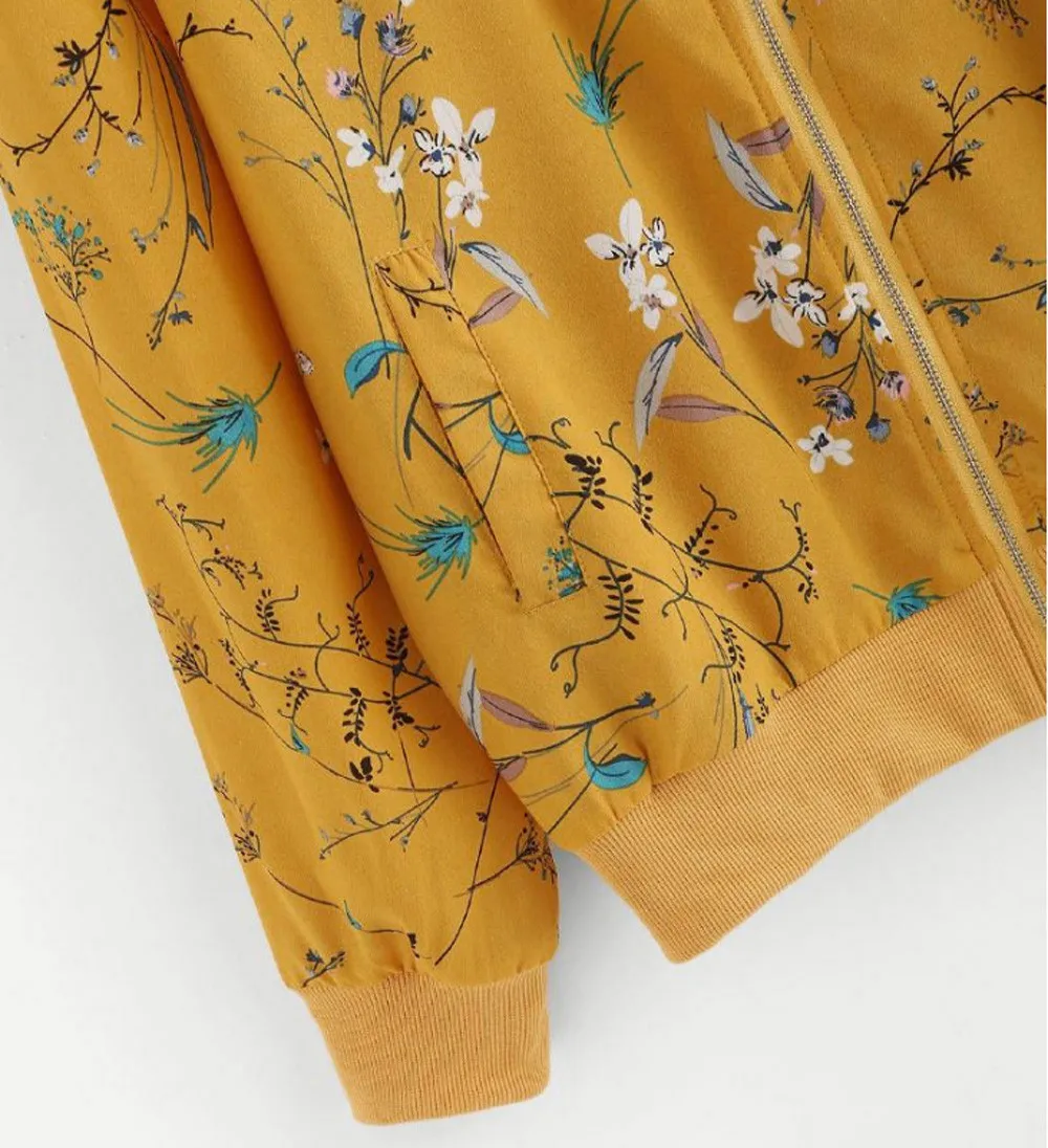 Женское пальто женская мода зима-осень цветочный принт цветы молния длинный