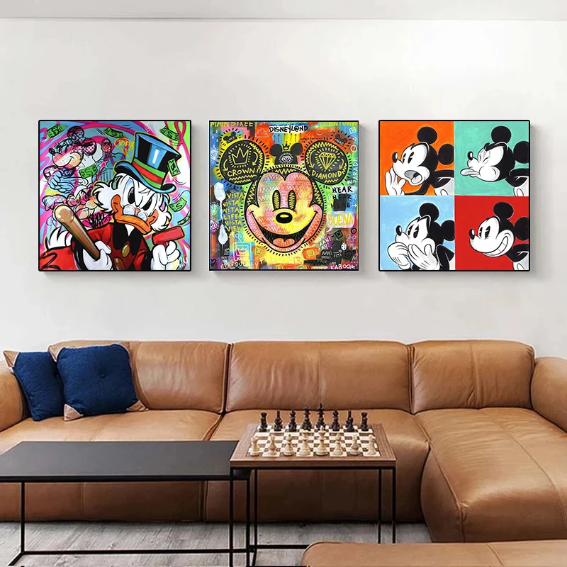 Уличное граффити Картина на холсте с изображением Диснея Микки Мауса Мультяшные