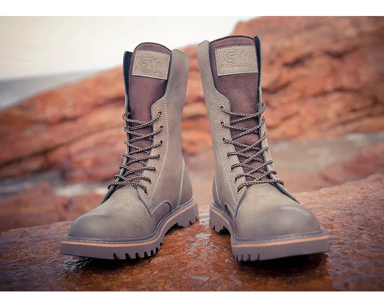 winter Retro genuine Leather Martin boots men shoes quality Hiking boots sports sneakers man lace up boots men footwear