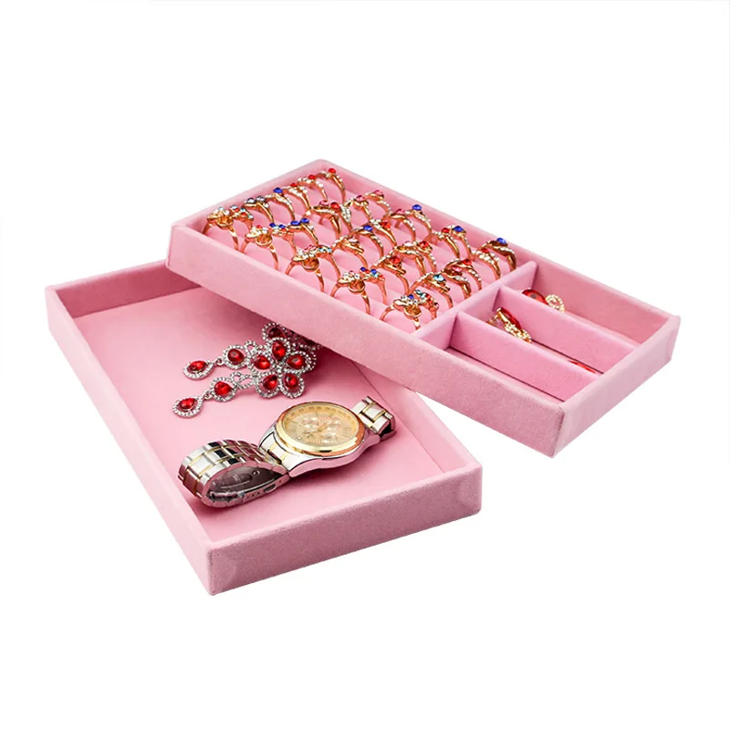 Pink Velvet Jewelry Storage Tray Ring Bracelet Jewellery Organizer Earring Holder Display Case Organizador De Joyas | Украшения и