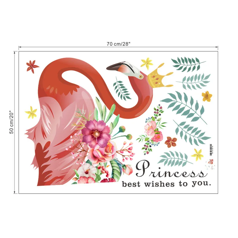 

Princess Flamingo Birds With Flower Wall Sticker For Office Shop Bedroom Home Decoration Diy Animal Mural Art Pvc Wall Decals