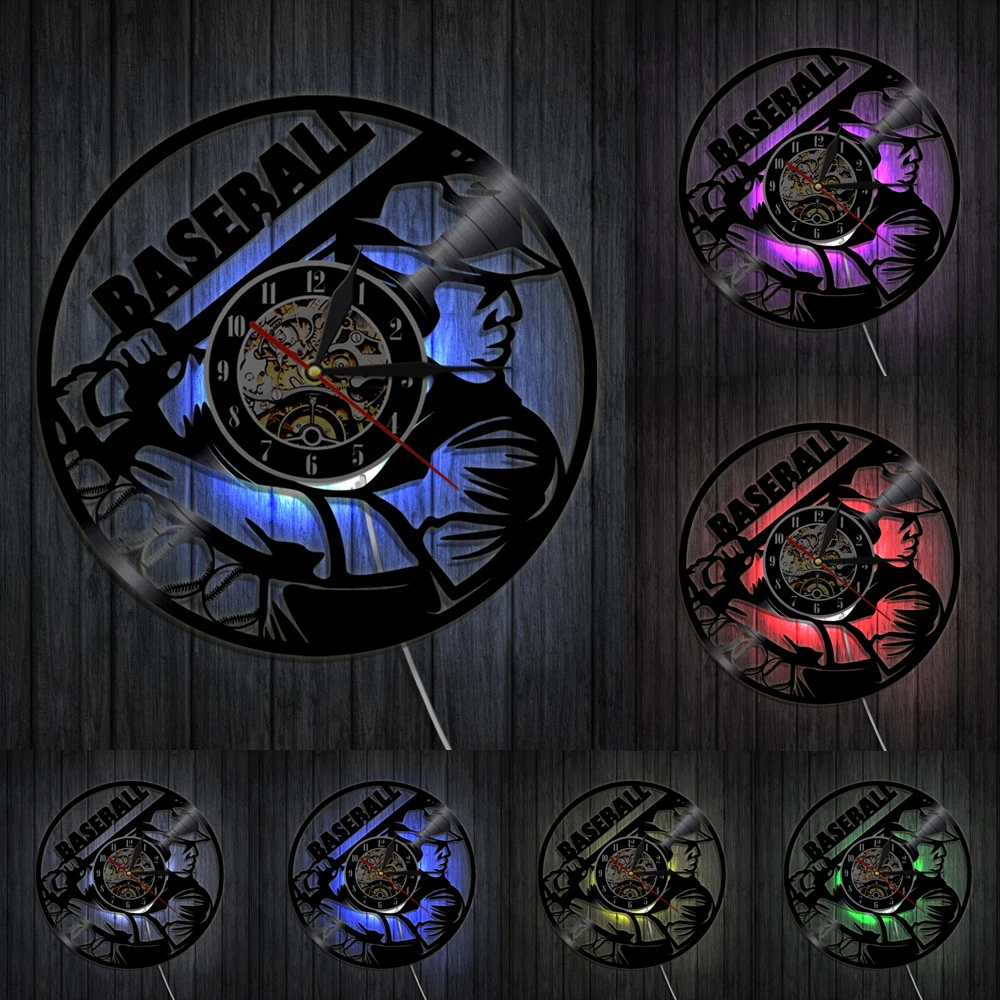 Настенные часы с фигурой бейсбола 3d ручной работы художественный