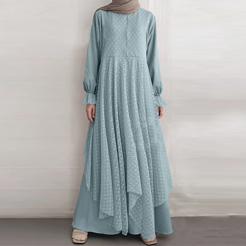 Женские модные мусульманские платья, кафтан, абайя, вечернее платье, кружевное лоскутное длинное платье, турецкое платье, женские мусульман...
