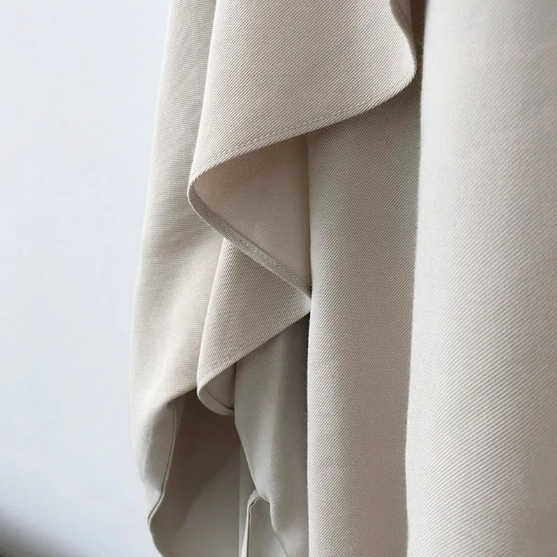 

Waist Belt Loose Trench Coat Women Outerwear Casual Coats Ladies Long Sleeve Wide-waisted Overcoat Woman Autumn Solid Streetwear