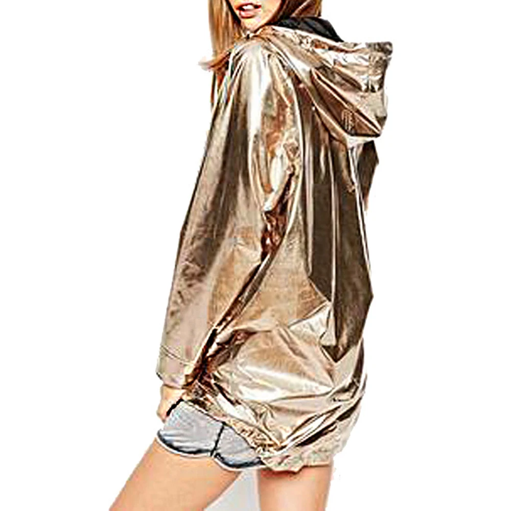Bling Gold Rose Sliver Hoodies Waterproof Sweatshirts Woman Long Sleeve Zipper Loose Harajuku Jacket Hoody Female Outwear Coats | Женская