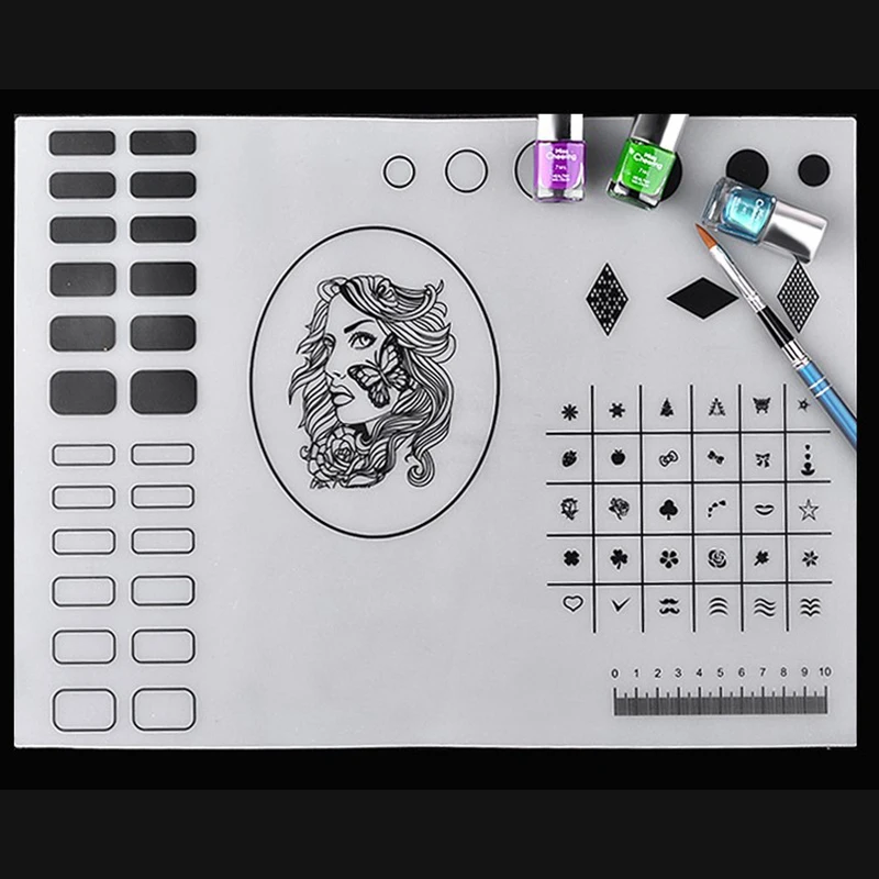 

Foldable Nail Art Tool DIY Soft Foldable Nail Art Mat Pad For Repose Silicone Stamping Pad Nail Practice Tool Template Mat