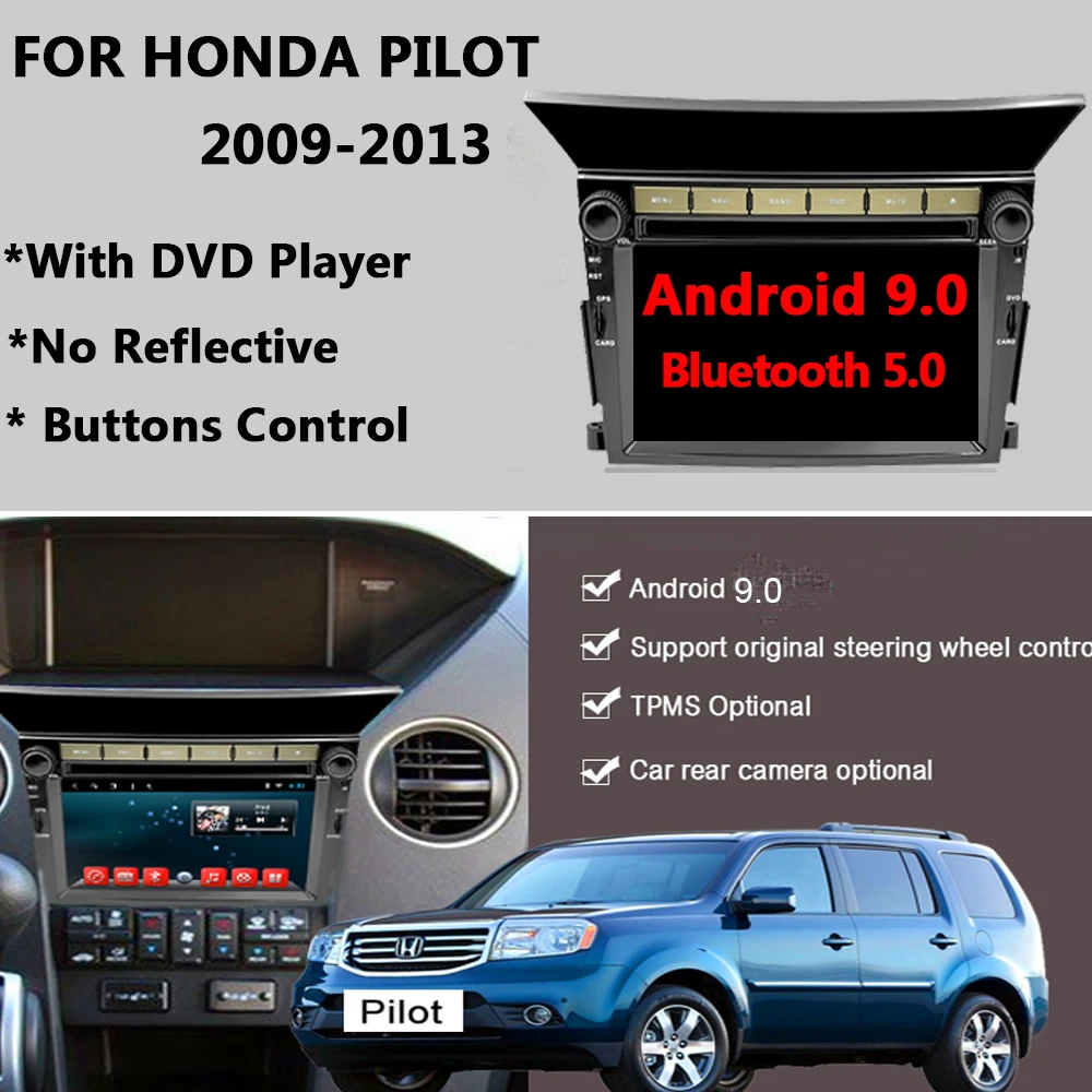 Автомагнитола YAZH для Honda Pilot 2009 2010 2011 2012 Android 9 0 8 ядер GPS навигация DSP 4 ГБ 64