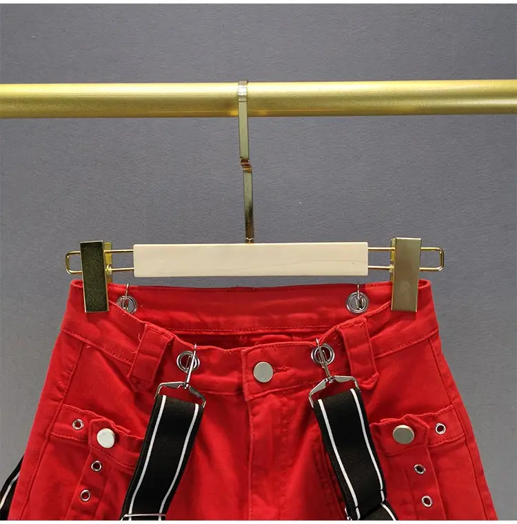 

Trendy Red Jeans for Women 2021 Spring New High Waist Denim Trousers Loose and Slimming Harem Pants Baggy Femme Overalls Pants