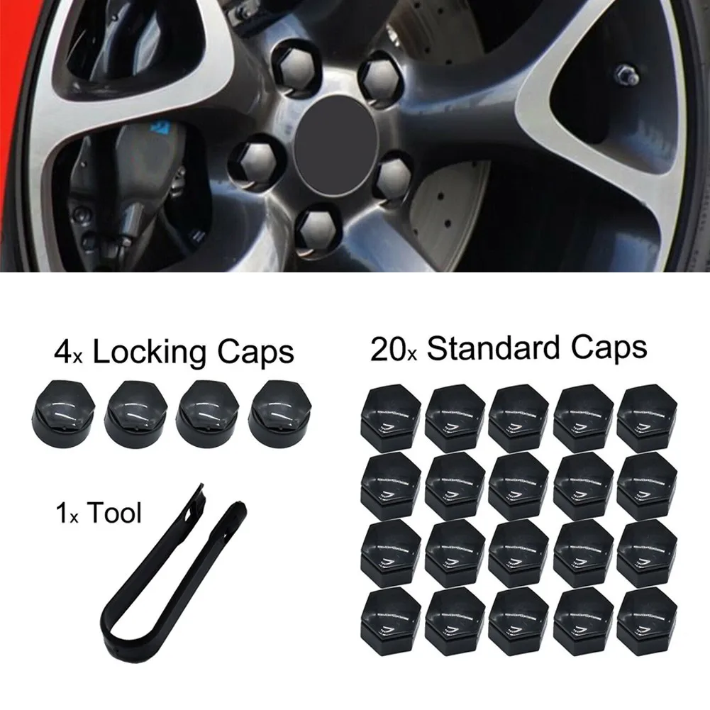 

24Pcs 22MM Wheels Tyres Nuts Covers Kit For Opel Vauxhall Insignia 2010-2017 Grey Cap Locking Cap With Removal Tool Car Parts