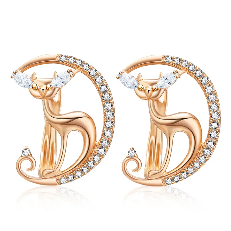 

ORNAPEADIA 2021 New Korean Earrings for Women Beautiful Jewelry Crystal Earrings Half-moon Deer with Rhinestone Earrings