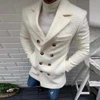 autumn fashion woolen slim jackets men casual solid turn down collar coat mens winter warm double breasted long sleeve outerwear