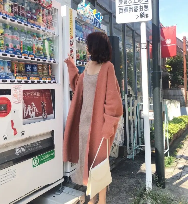 

2021 Winter Thick Long Cardigan Knitted Sweater Women Long Sleeve Female Jumper Cardigan Casual Streetwear Open Stitch Sweater